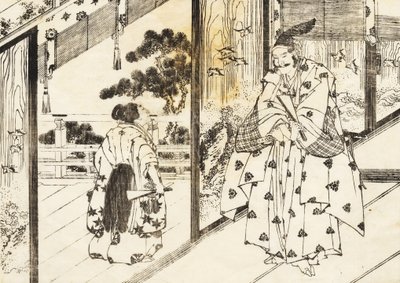 A Well-Educated Boy Pays Respect to an Older Man by Katsushika Hokusai